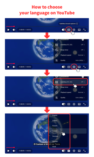 YouTubeで字幕の言語を選ぶ方法